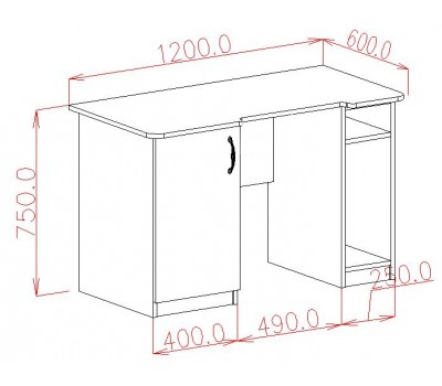 Стол компьютерный с дверью (0.76*1.2*0.65)